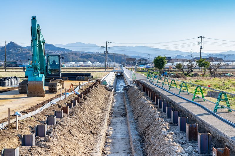 農業用水路の工事